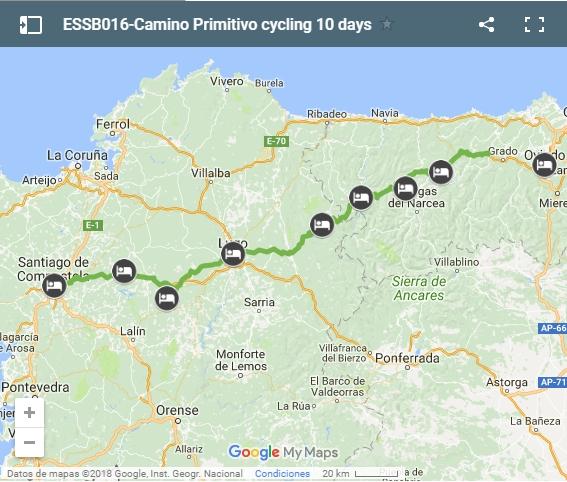 Camino Primitivo cycling map