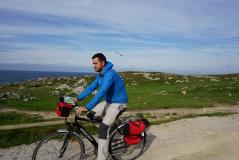 Cyclist in Llanes coastal trail